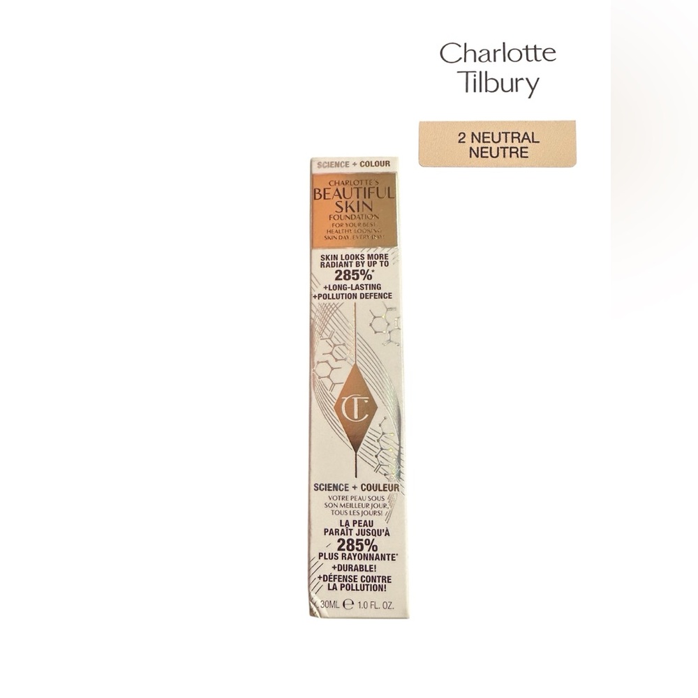 Charlotte Tilbury Beautiful Skin Foundation - 2 Neutral 20.00 off retail NIB